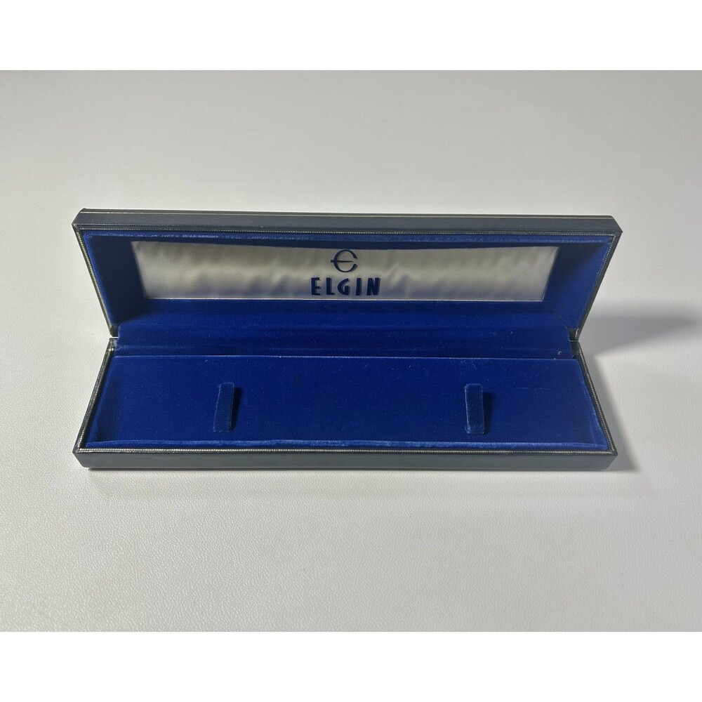 Vintage Elgin Watch Empty Case Box Blue Satin